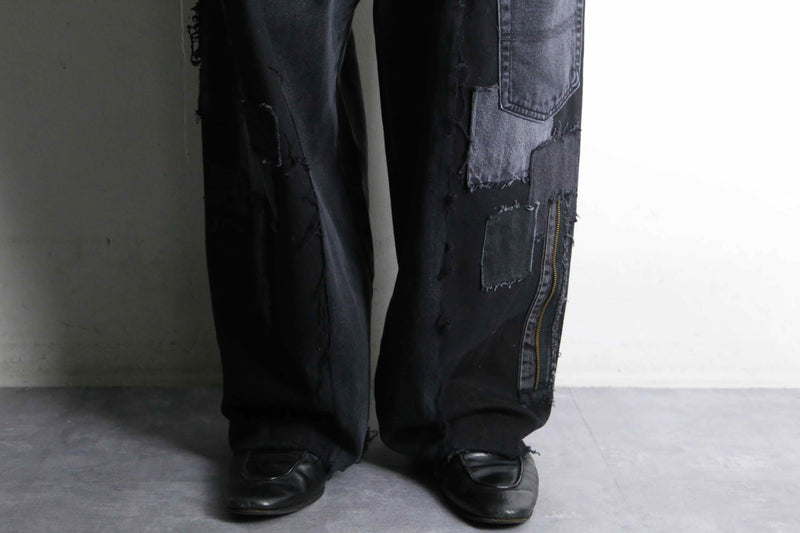 "Re:make" patchwork design docking buggy denim