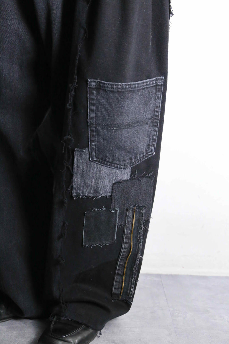 "Re:make" patchwork design docking buggy denim