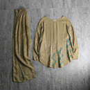 1990s 2piece beige rayon set up