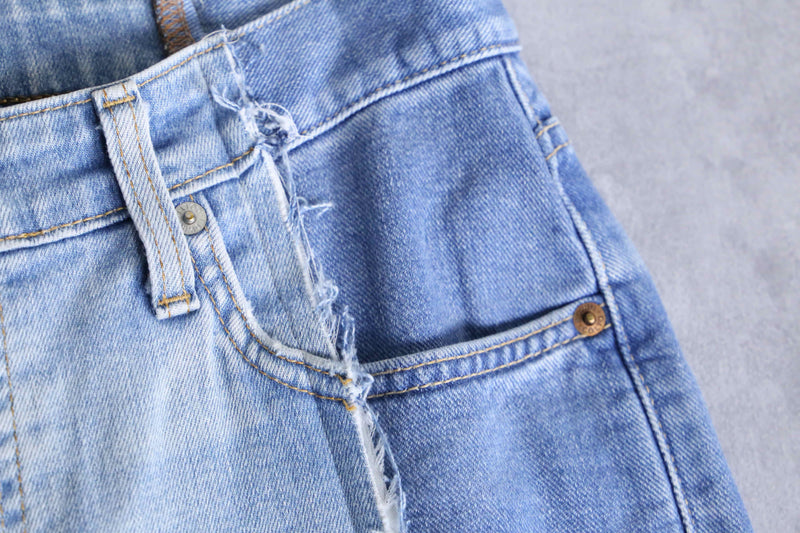 "Re:make" asymmetry docking wide tapered denim