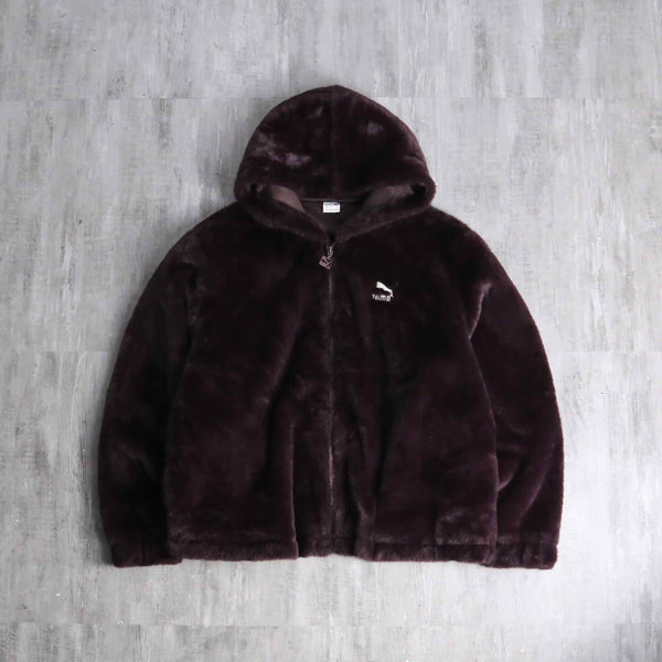 "PUMA" violet color short fur jacket
