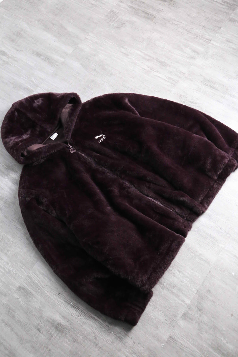 "PUMA" violet color short fur jacket