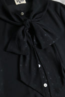 1990s dot sheer bowtie blouse