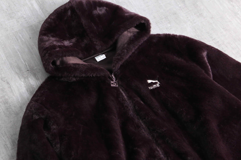 "PUMA" violet color short fur jacket