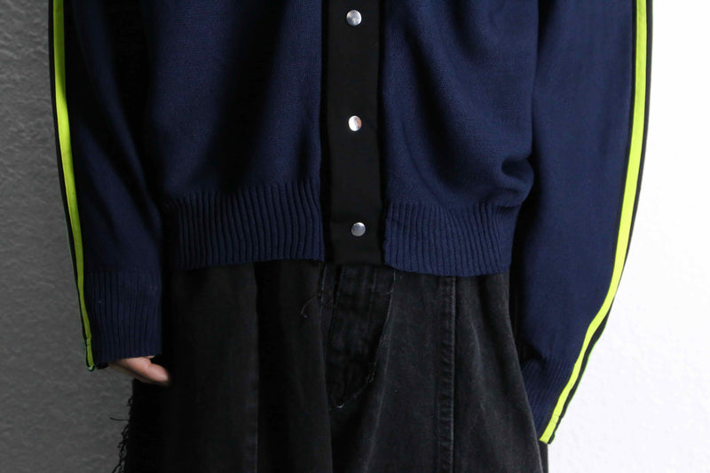 "Re:make" track × knit loose cardigan