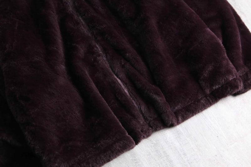 "PUMA" violet color short fur jacket