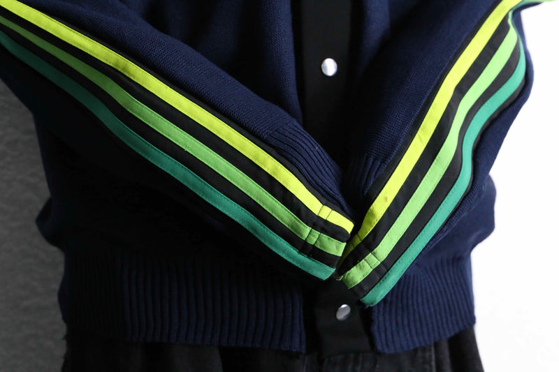 "Re:make" track × knit loose cardigan