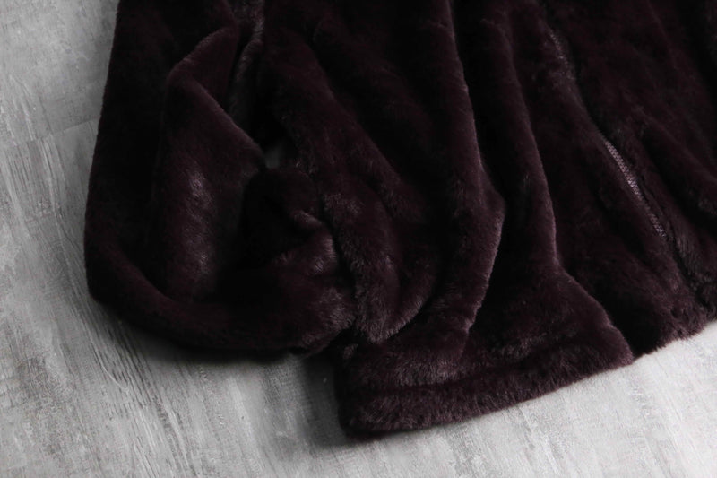 "PUMA" violet color short fur jacket