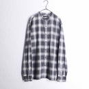 00's BANANA REPUBLIC band collar cotton flannel shirt