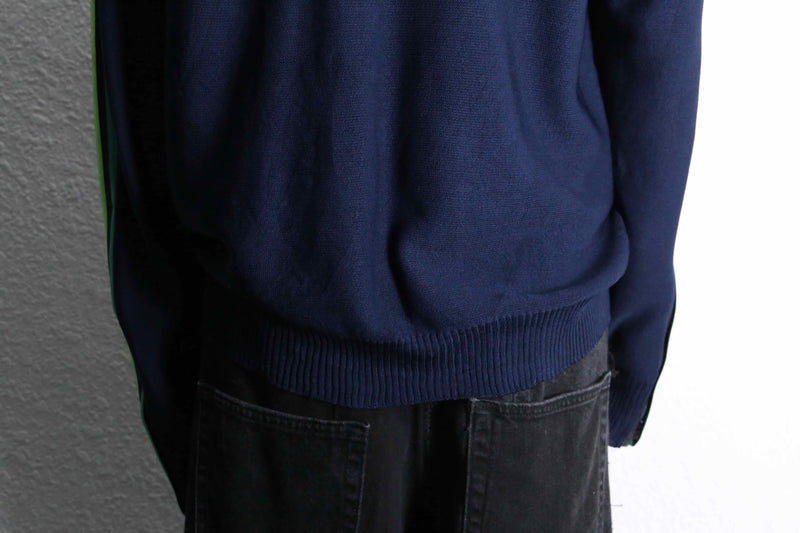"Re:make" track × knit loose cardigan