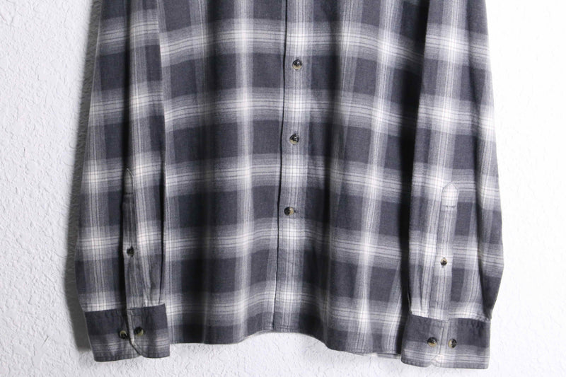 00's BANANA REPUBLIC band collar cotton flannel shirt