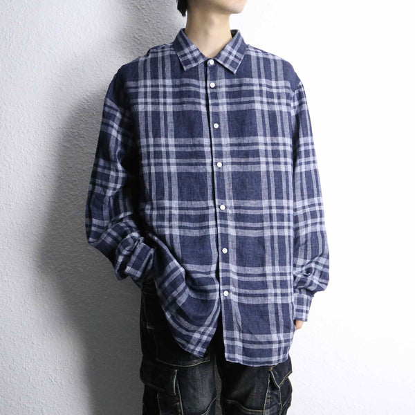 "Michael Kors" blue check linen over shirt