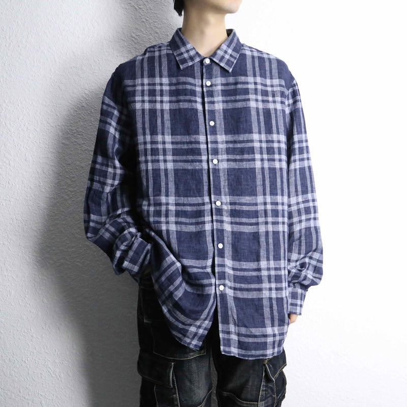 "Michael Kors" blue check linen over shirt