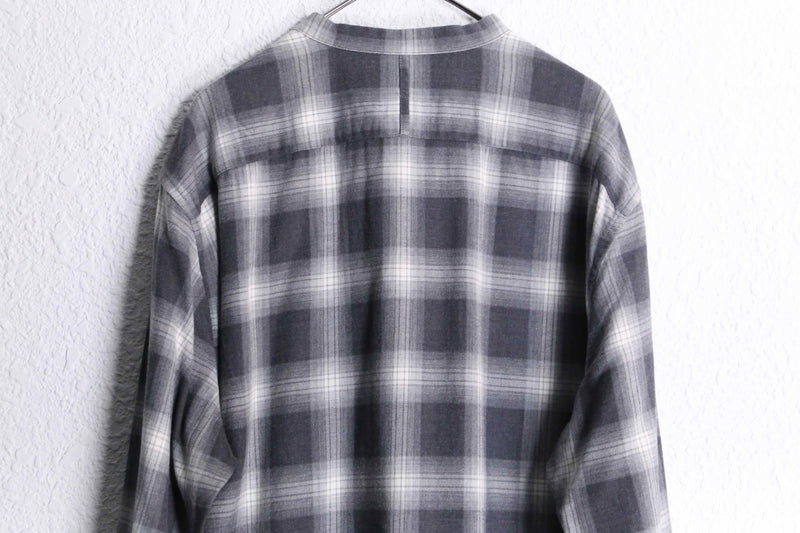 00's BANANA REPUBLIC band collar cotton flannel shirt