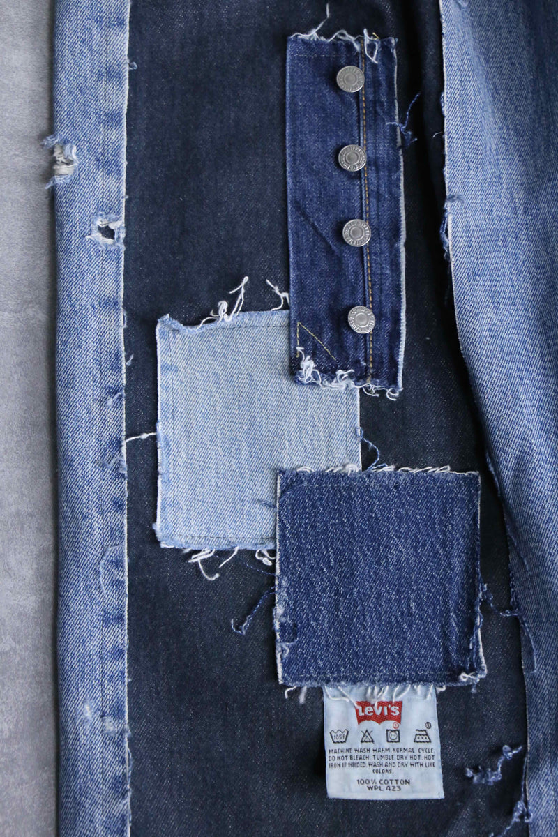 "Re:make" tuck & patch design buggy denim pants