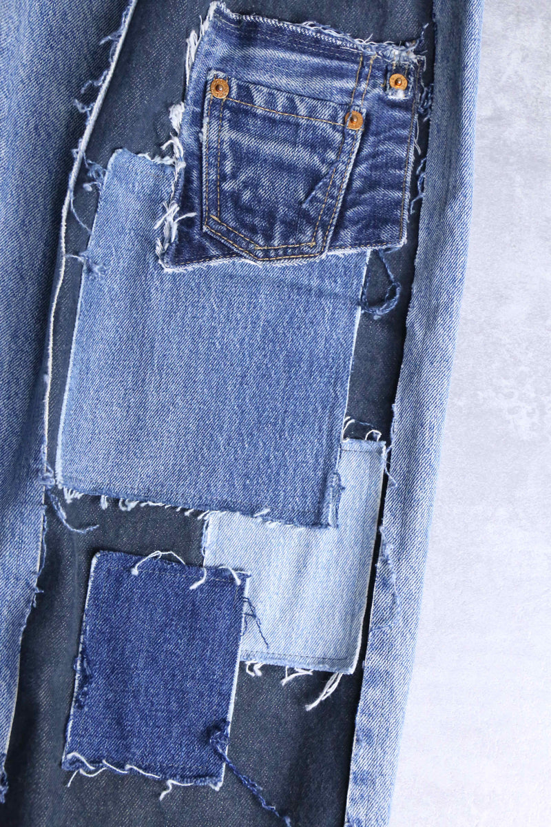 "Re:make" tuck & patch design buggy denim pants