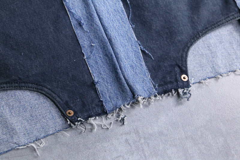 "Re:make" tuck & patch design buggy denim pants