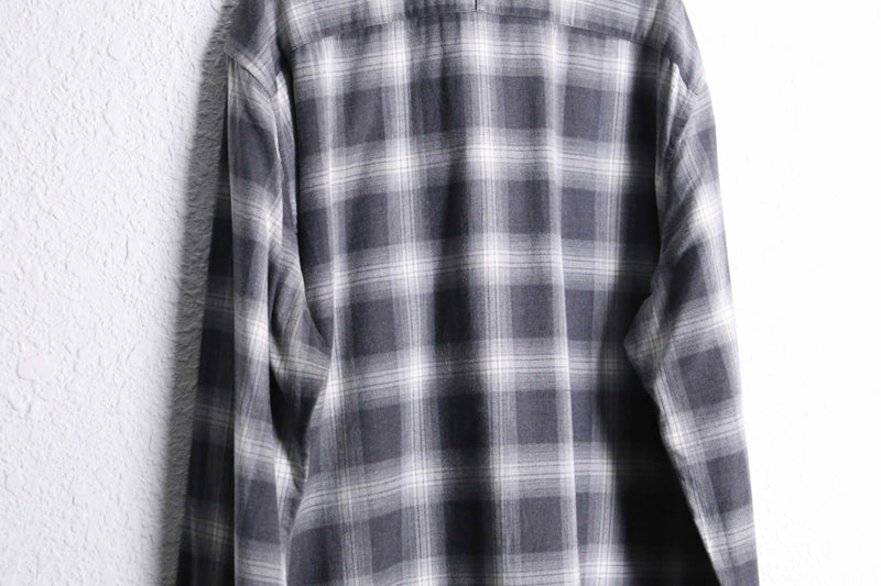 00's BANANA REPUBLIC band collar cotton flannel shirt