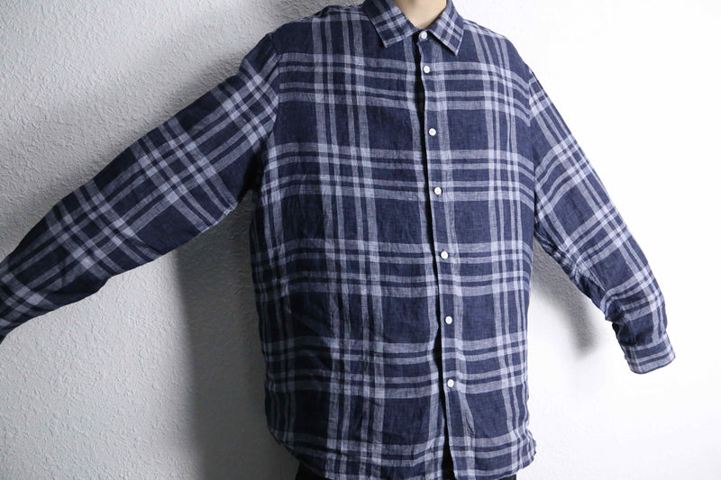 "Michael Kors" blue check linen over shirt