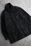 black sheep leather double collar middle coat