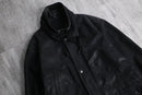 black sheep leather double collar middle coat