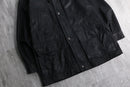 black sheep leather double collar middle coat
