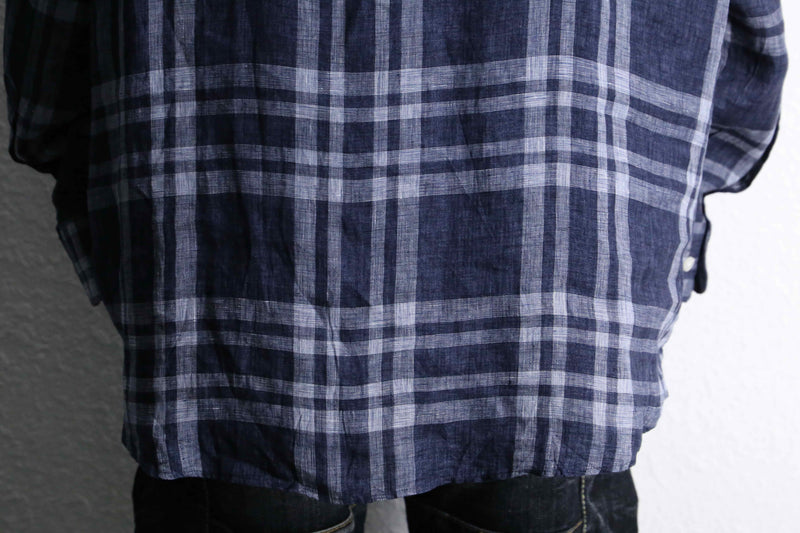 "Michael Kors" blue check linen over shirt