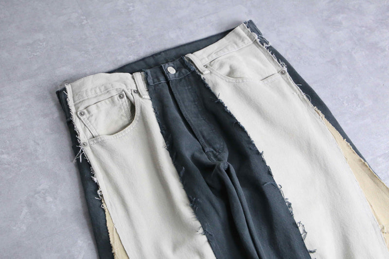 "Re:make"  side belt docking flare denim pants