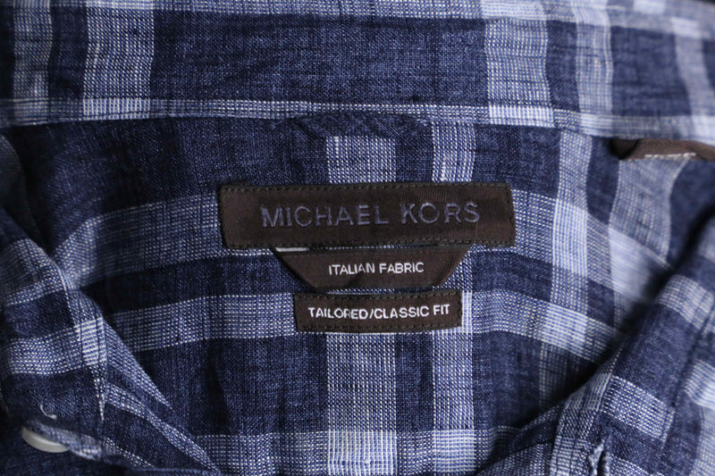 "Michael Kors" blue check linen over shirt