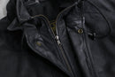 black sheep leather double collar middle coat