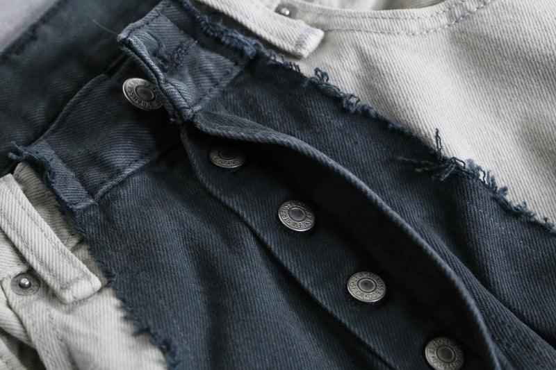 "Re:make"  side belt docking flare denim pants