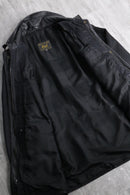 black sheep leather double collar middle coat