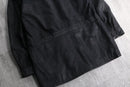 black sheep leather double collar middle coat