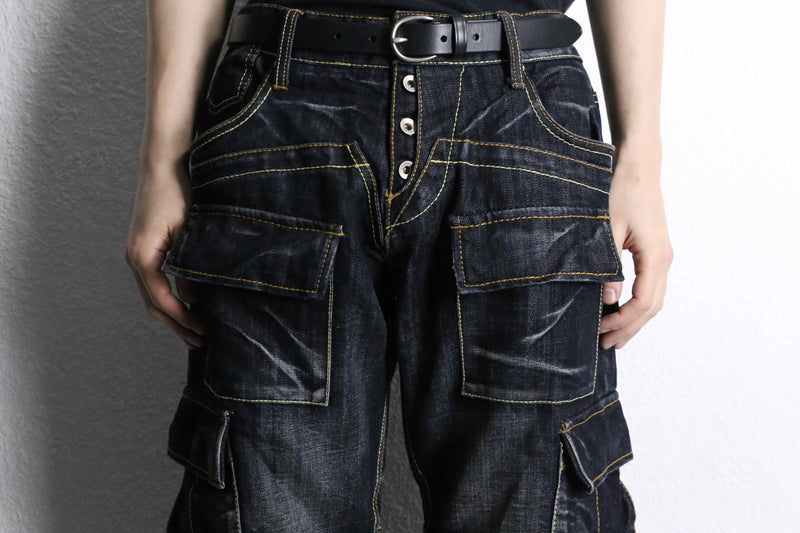 indigo black cargo denim pants