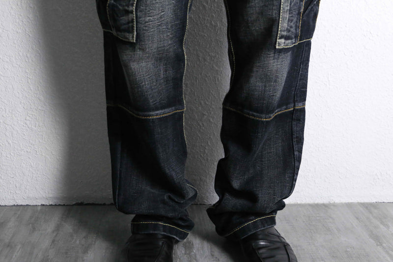 indigo black cargo denim pants