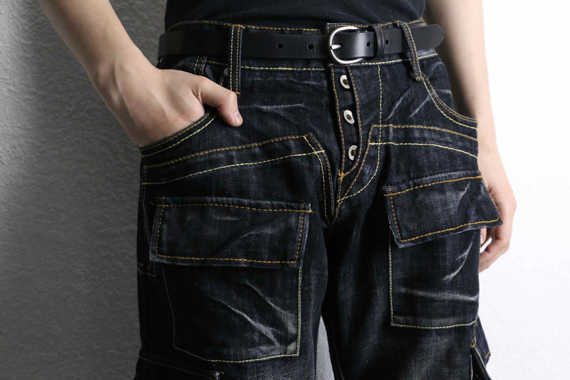 indigo black cargo denim pants