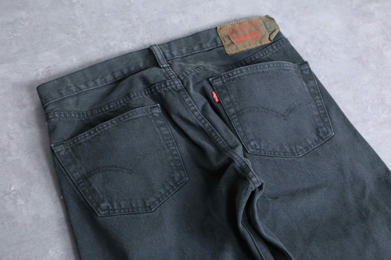 "Re:make"  side belt docking flare denim pants