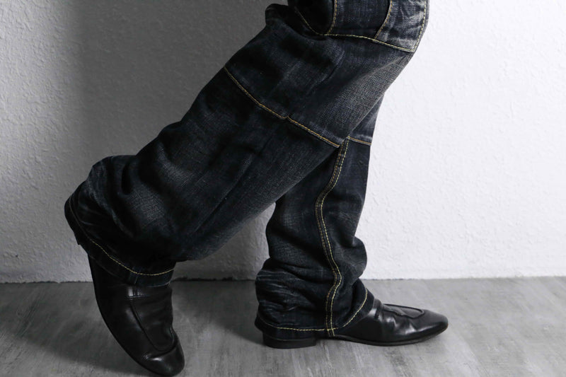indigo black cargo denim pants