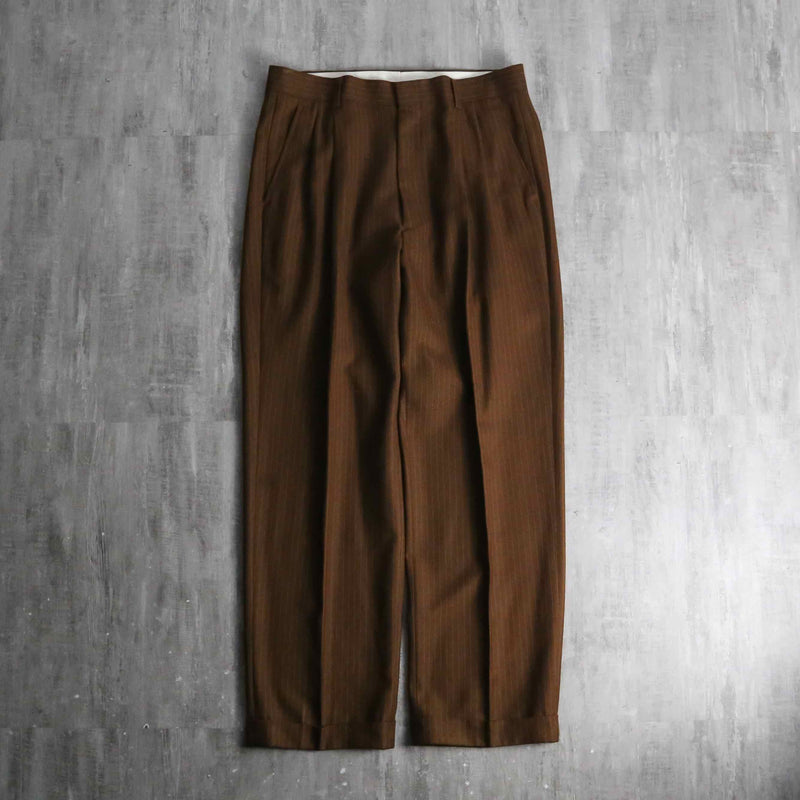 1990s pin stripe brown 2tuck wide slacks 1990s pin stripe brown 2tuck wide slacks