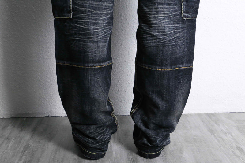 indigo black cargo denim pants