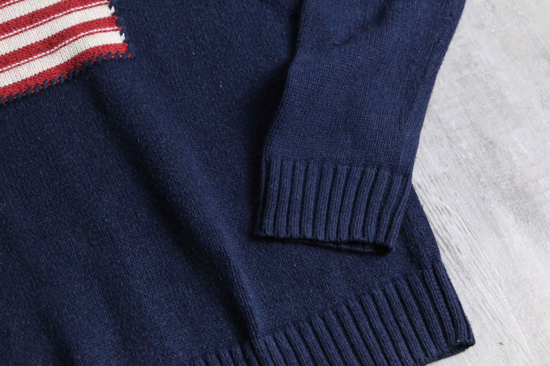 navy stars and stripe cotton knit