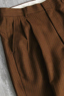 1990s pin stripe brown 2tuck wide slacks