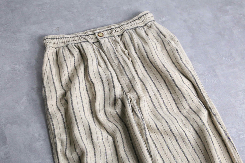 ivory base stripe linen easy pants