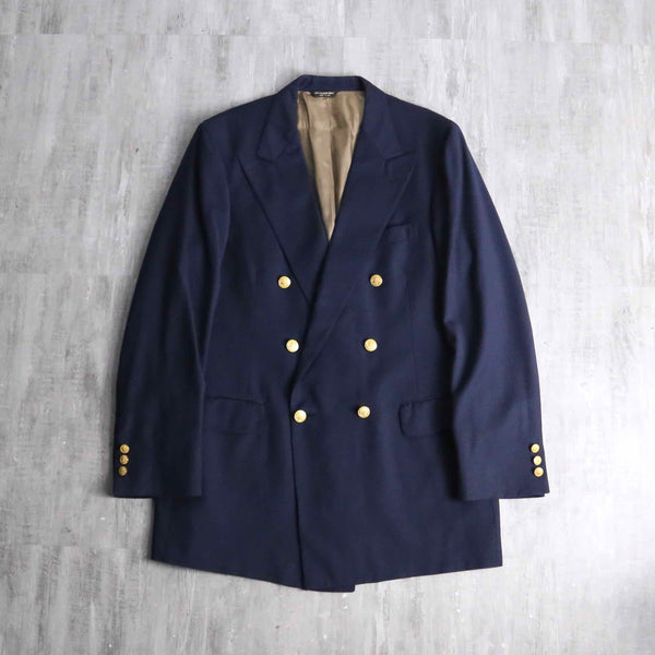 navy color gold button double breasted blazer