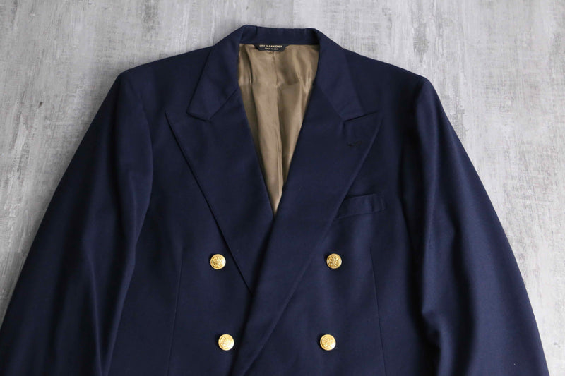 navy color gold button double breasted blazer