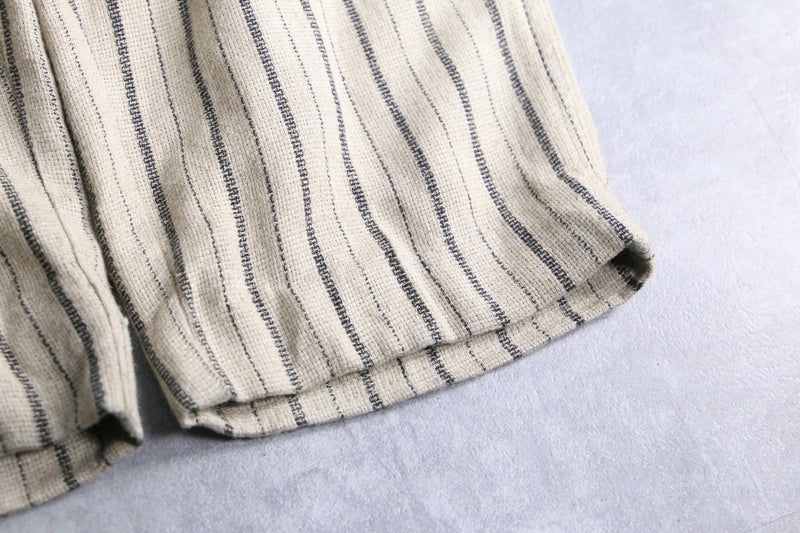 ivory base stripe linen easy pants