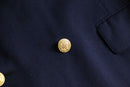 navy color gold button double breasted blazer