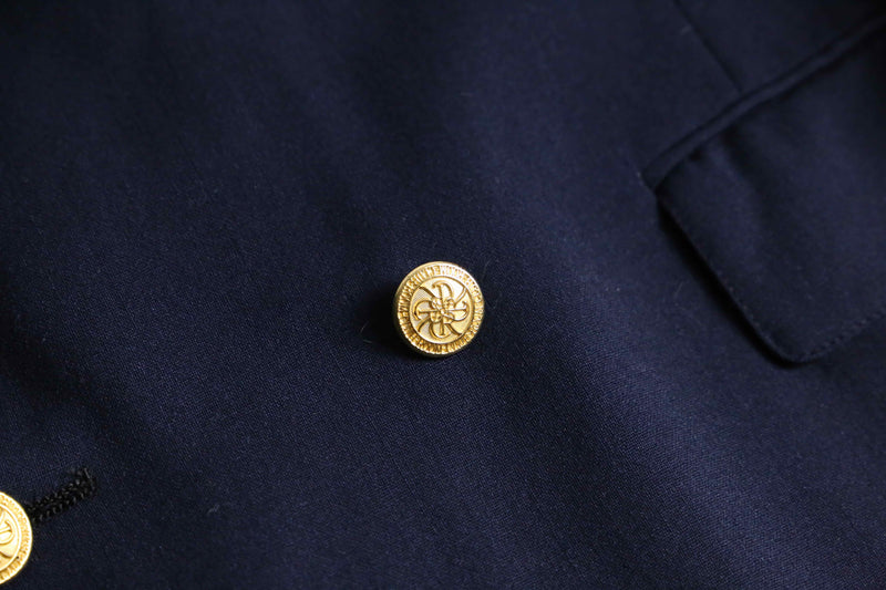 navy color gold button double breasted blazer