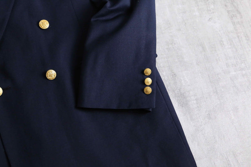navy color gold button double breasted blazer