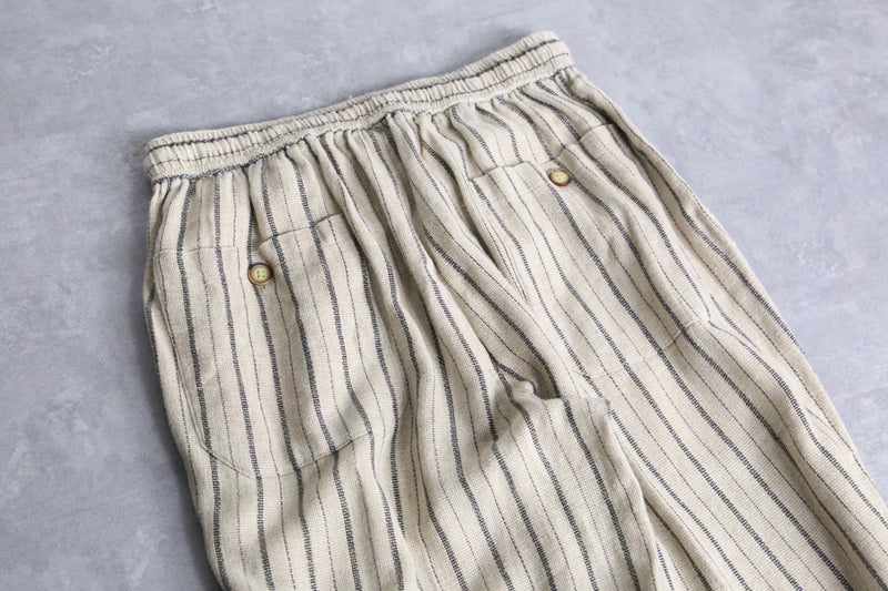 ivory base stripe linen easy pants